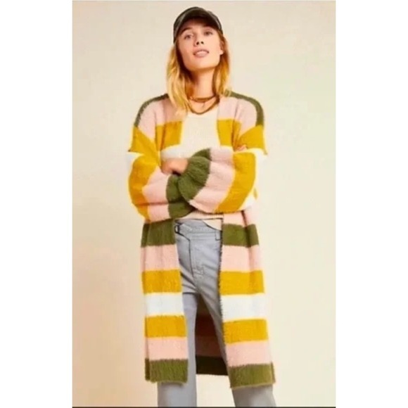 Anthropologie Do Everything In Love Long Fuzzy Cozy Soft Boho Cardigan XLarge - Picture 1 of 4
